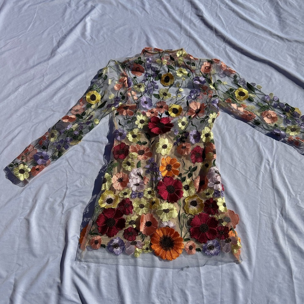 Source Unknown Multicolor Floral Embroidered Back… - image 1